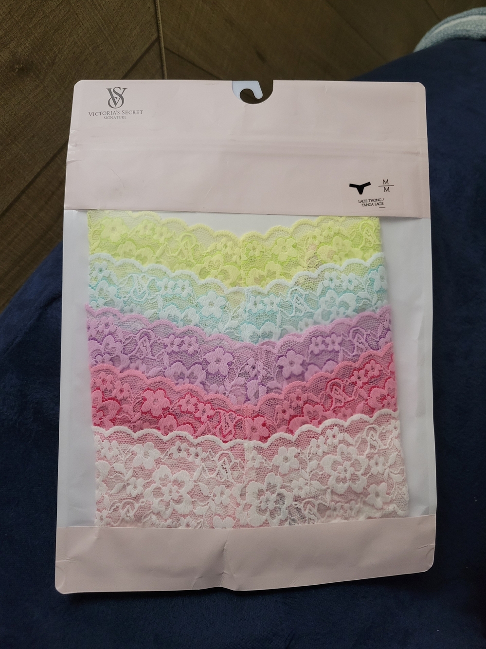 Victoria's Secret 5 Pack The Lacie Thong Panty Set (Pastel Rainbow)